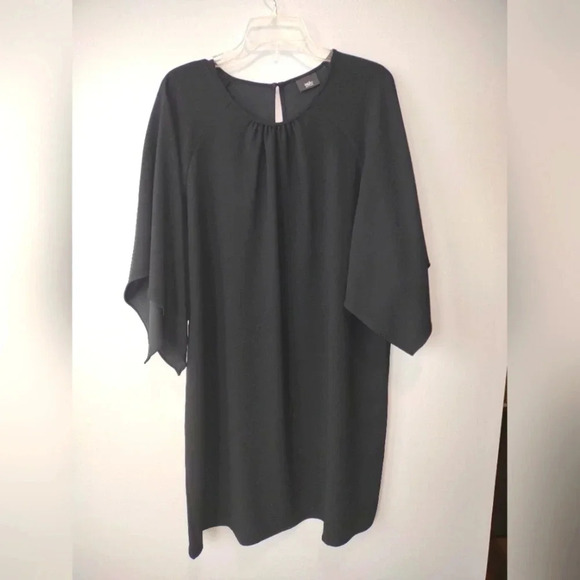 Mossimo black crew neck shift dress, drape sleeves - Picture 1 of 7